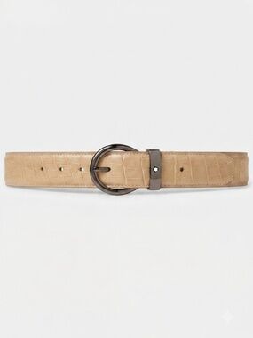 Authentic Montblanc Crocodile-Embossed Leather Belt - Horseshoe Buckle